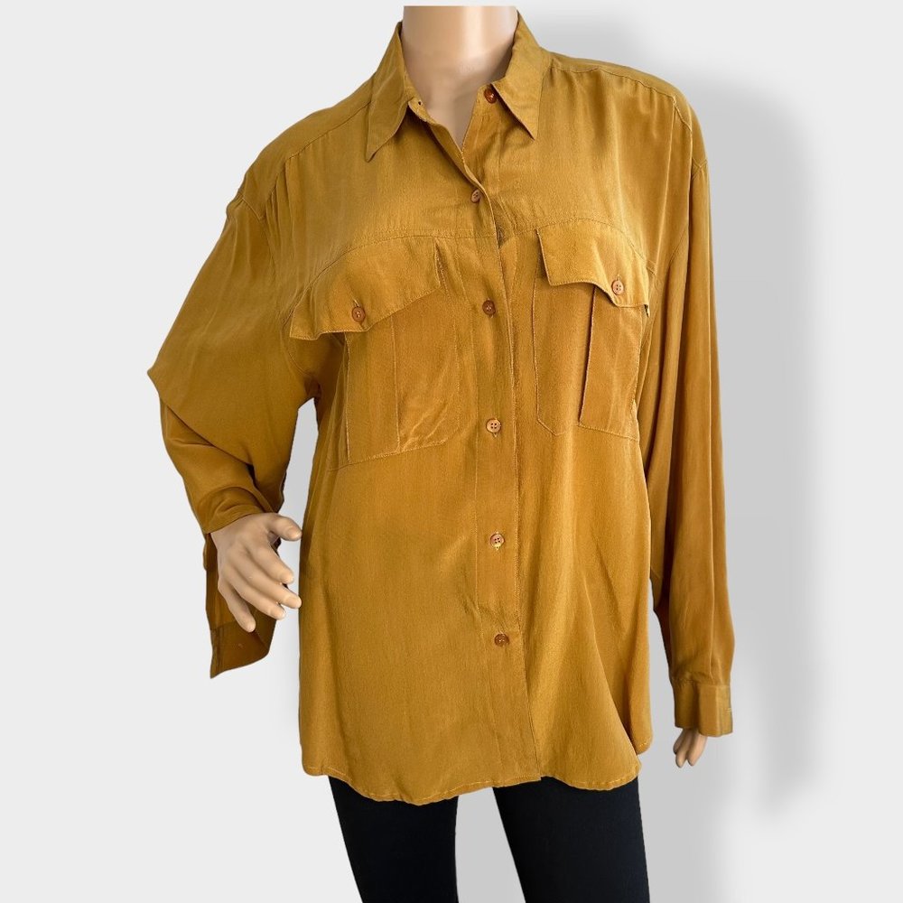 Vintage‎ Just Silk Marigold Button Up Blouse